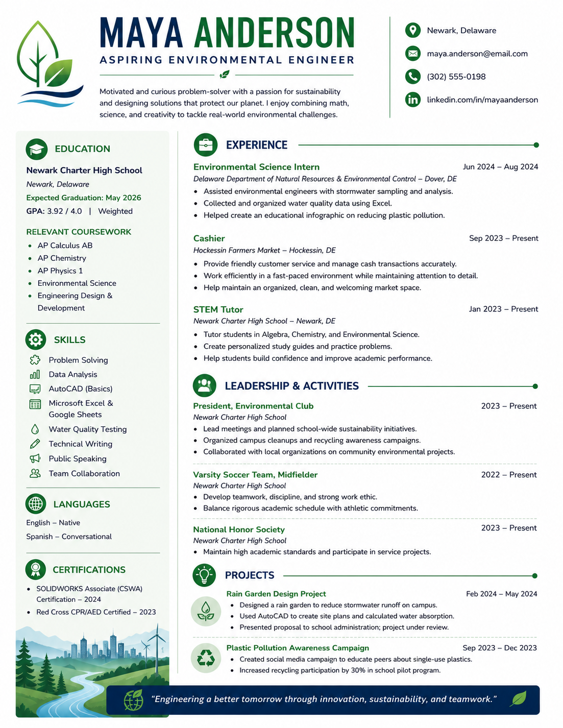 Sample: College Resume example