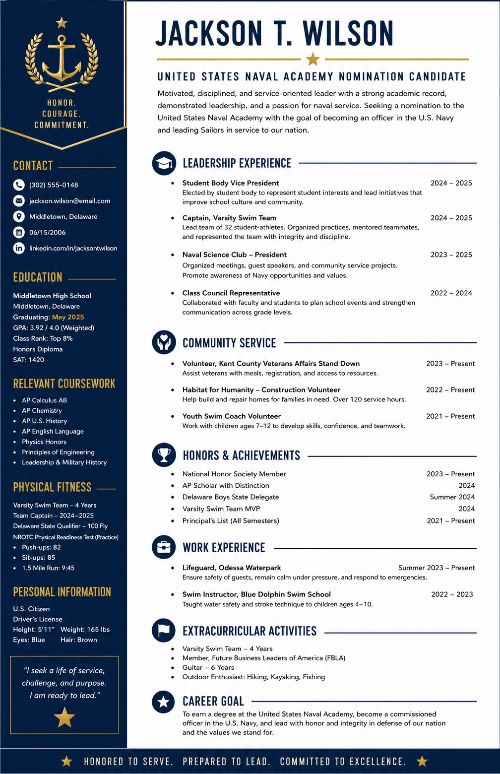 Sample Military Resume